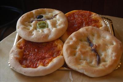 Pizza-like coques from Teulada in Costa Blanca, Spain.