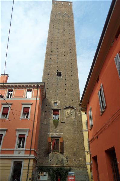 Torre Prendeparte historic tower between in Bologna.
