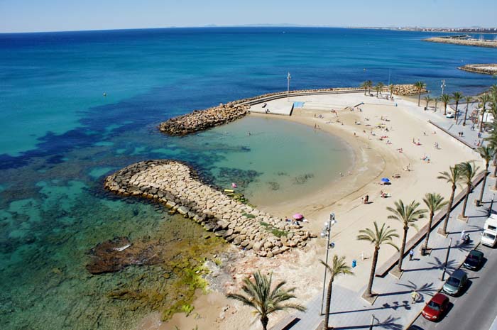 Natural sea pools on Torrevieja seafront in Costa Blanca.