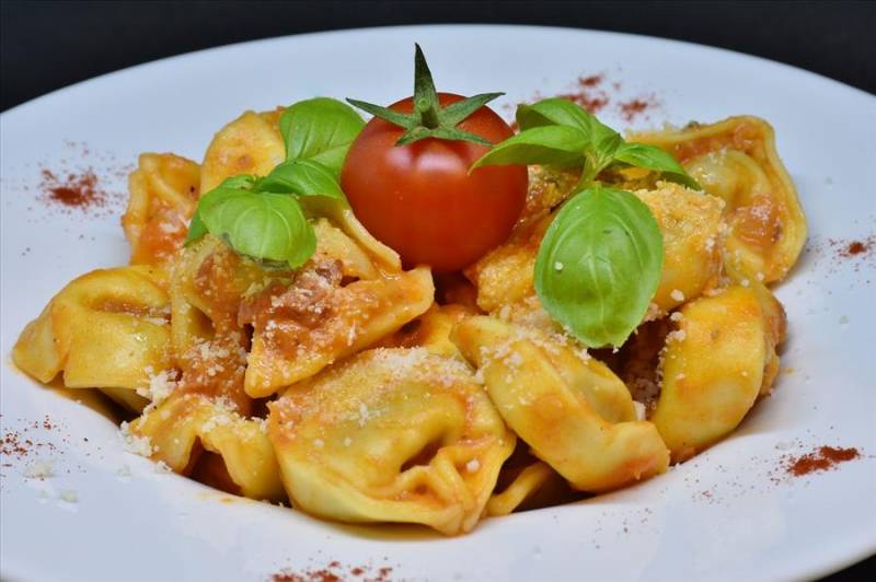 Plate of tortellini, the best Italian food in Emilia Romagna.