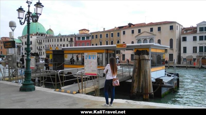 ACTV vaporetto stop on the Grand Canal by Santa Lucia railway terminal, Venice