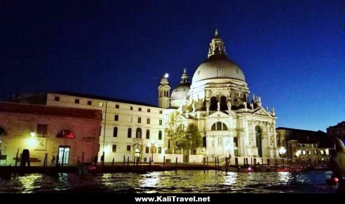 St Marks Cathedral at twilght seen from the canal behind, Venice