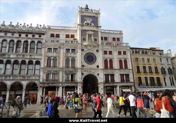 Torre dell'Orologio clock tower on St Mark's Square in Venice, Italy