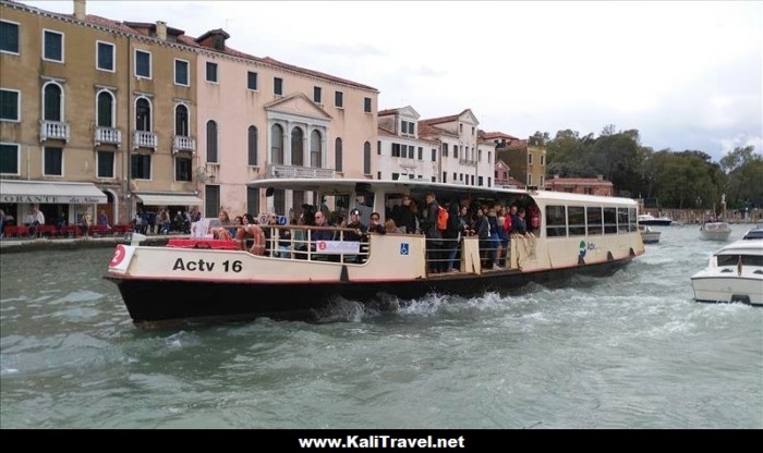 Vaporetto Atcv waterbus on the Grand Canal in Venice, Italy