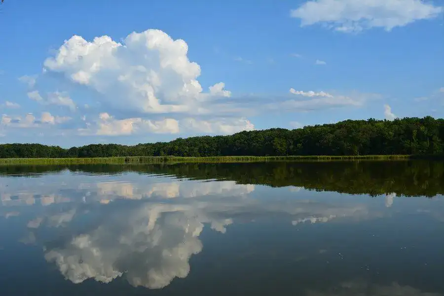 Cloud reflections on the water in Chesapeake Bay, Maryland.