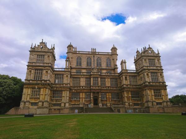 View across the lawns to Wollaton Hall in Nottingham.